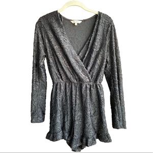 Black Velvet Rose Romper